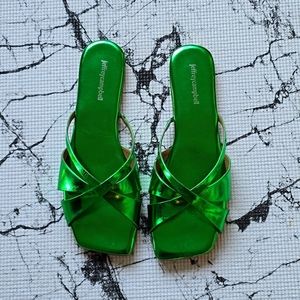 Jeffrey Campbell Green Metallic Slides